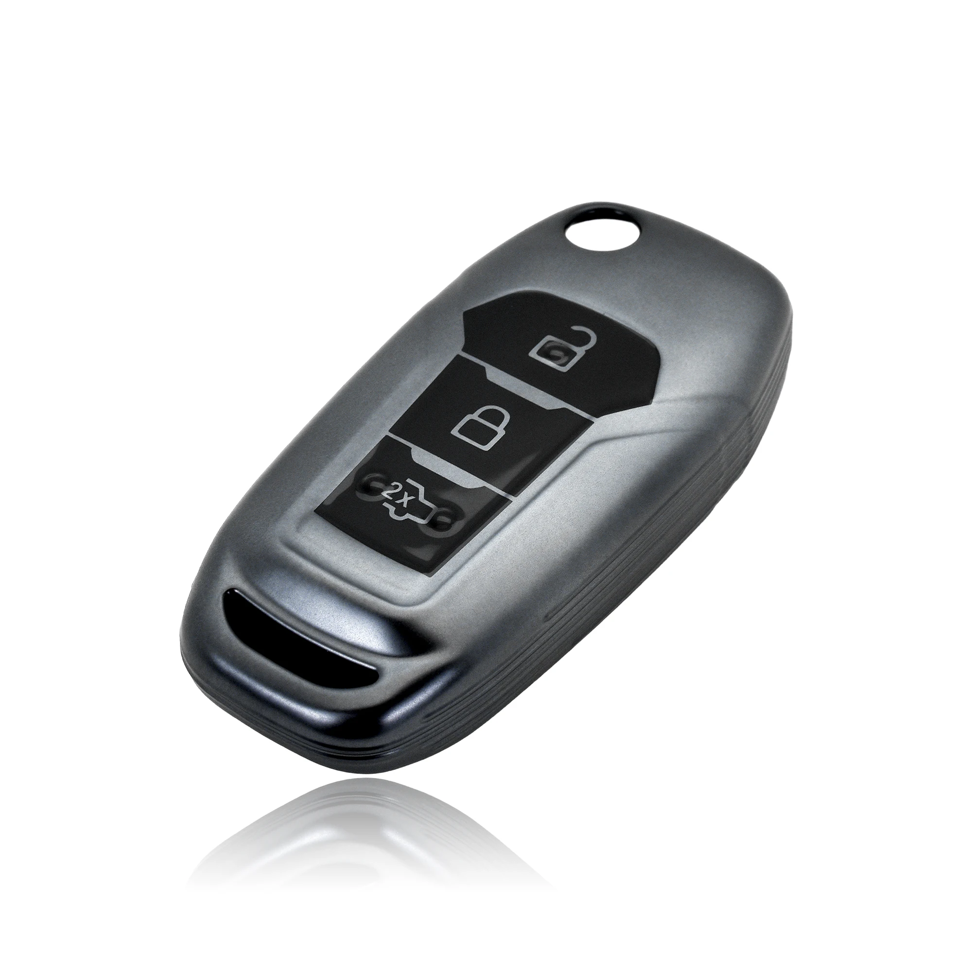 Flap Car Key Case Folding cover TPU matte metal grey key case Fob protective cover for Ford Edge Mondeo Escort