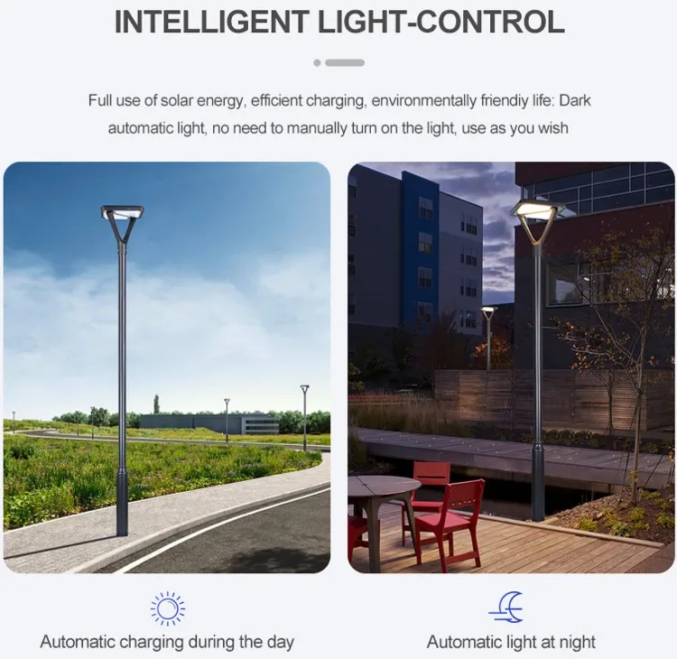 IP65 solar UFO power garden street light lamp pole 20w 30w 40w solar garden pole light