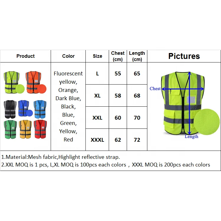 Safety Reflective Vest Mesh Fabric Running Red Hight Visibility Strip Reflective Jacket