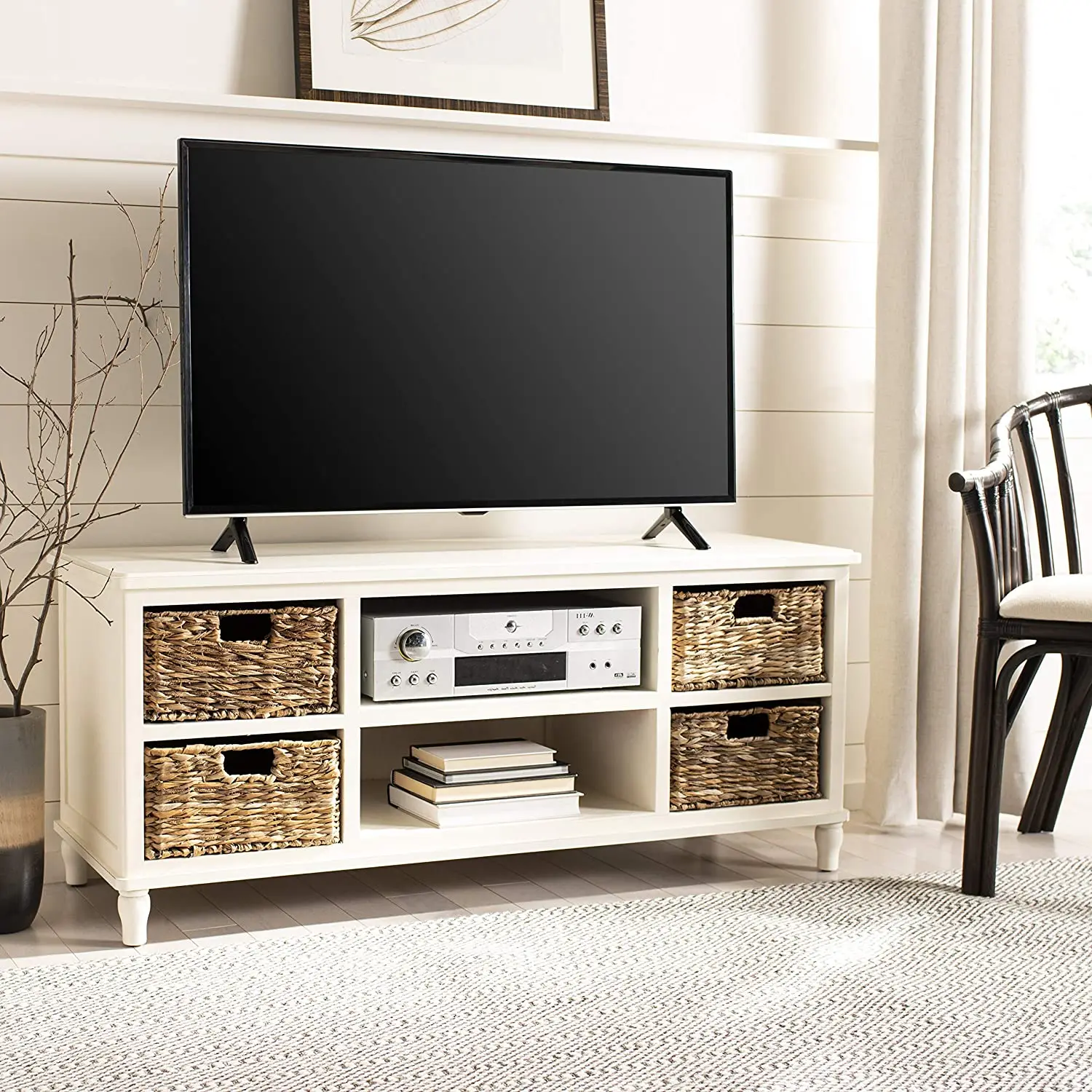 Home Collection Entertainment TV Unit Vintage White