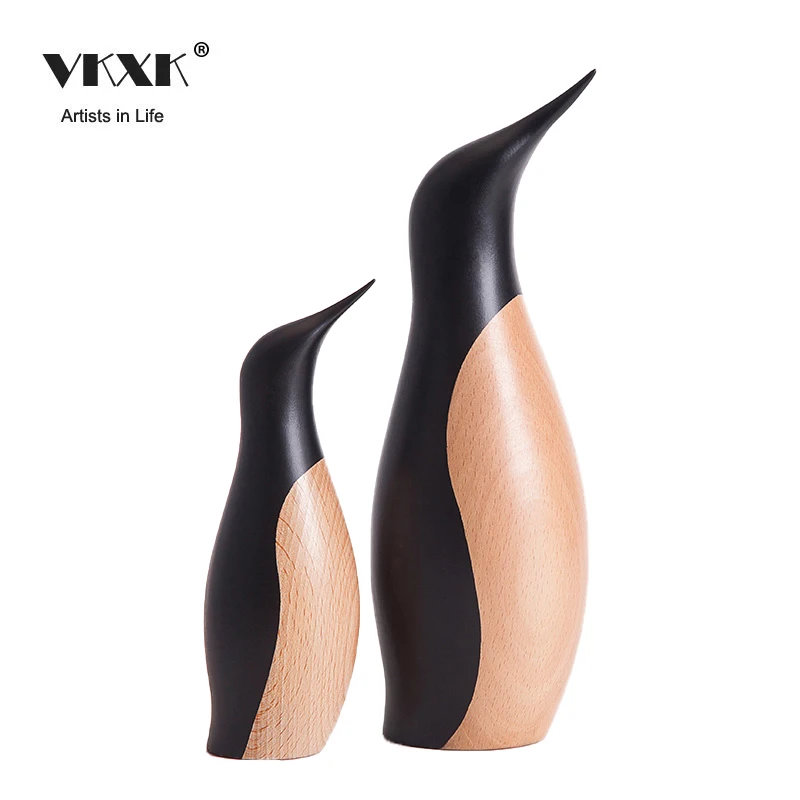 
2020 hot sale wood pieces crafts animals pengun woodem decoration craft 