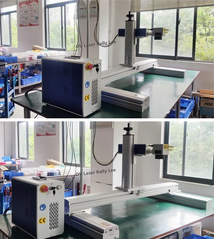 Raycus 30w fiber laser with 1000*600mm gantry moving table for engraving large metal plates tiles tubes rulers stainless steel