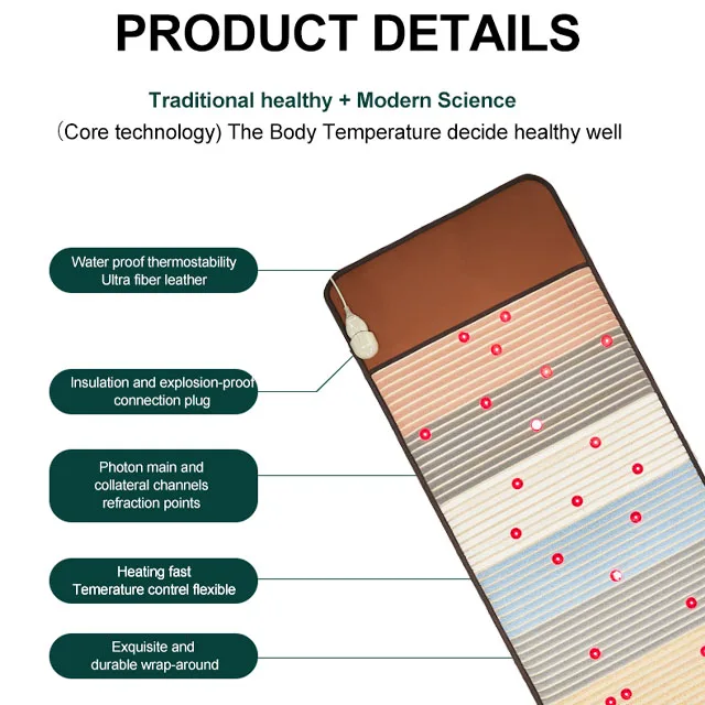 Photon Energy mattress heating Far infrared Magnetic Therapy Health Care Massage Crystal tourmaline PEMF mat