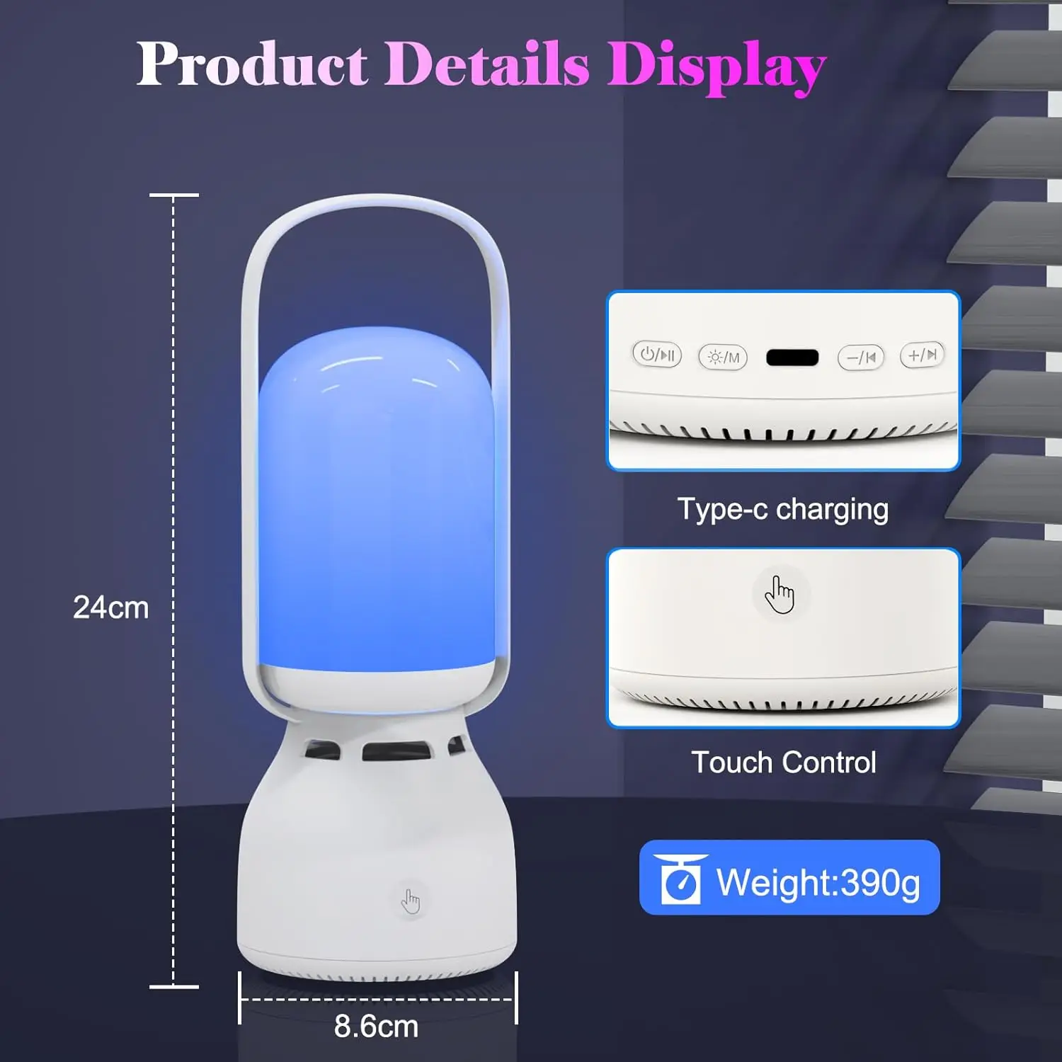 2025 new portable camping lamp touch control rechargeable battery RGB BT Speaker Music Player Bedside lamp table night light