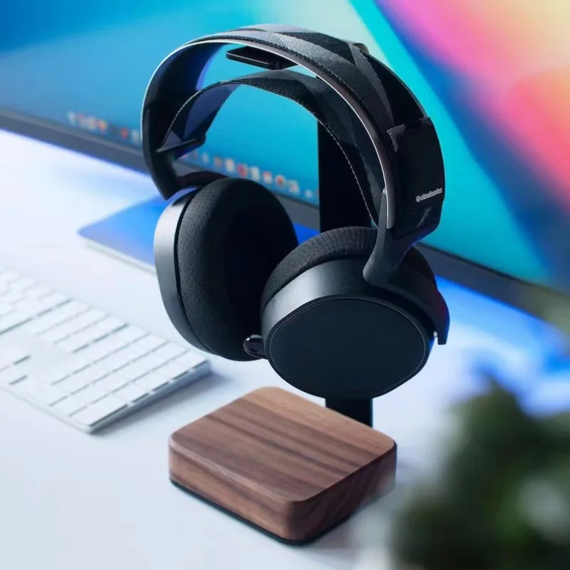 Wooden Headphone Display Stand Earphone Organizer & Storage Rack with Wooden Headset Holder