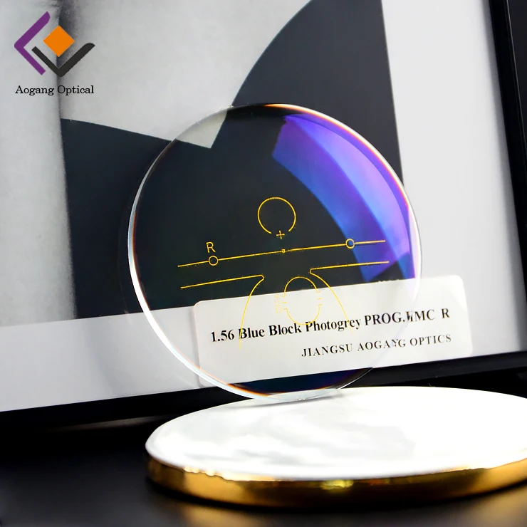 1.56 hmc Progressive Photo blue cut lens UV420 spectacle lentes opticos optic Progressive Photochrom blue block optical lenses