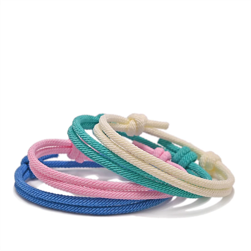 ECC001 20 Kinds of Colordouble Twill Rope Bracelet  Lucky Friendship Bracelet Double Knot Adjustable Hand Made Bangle