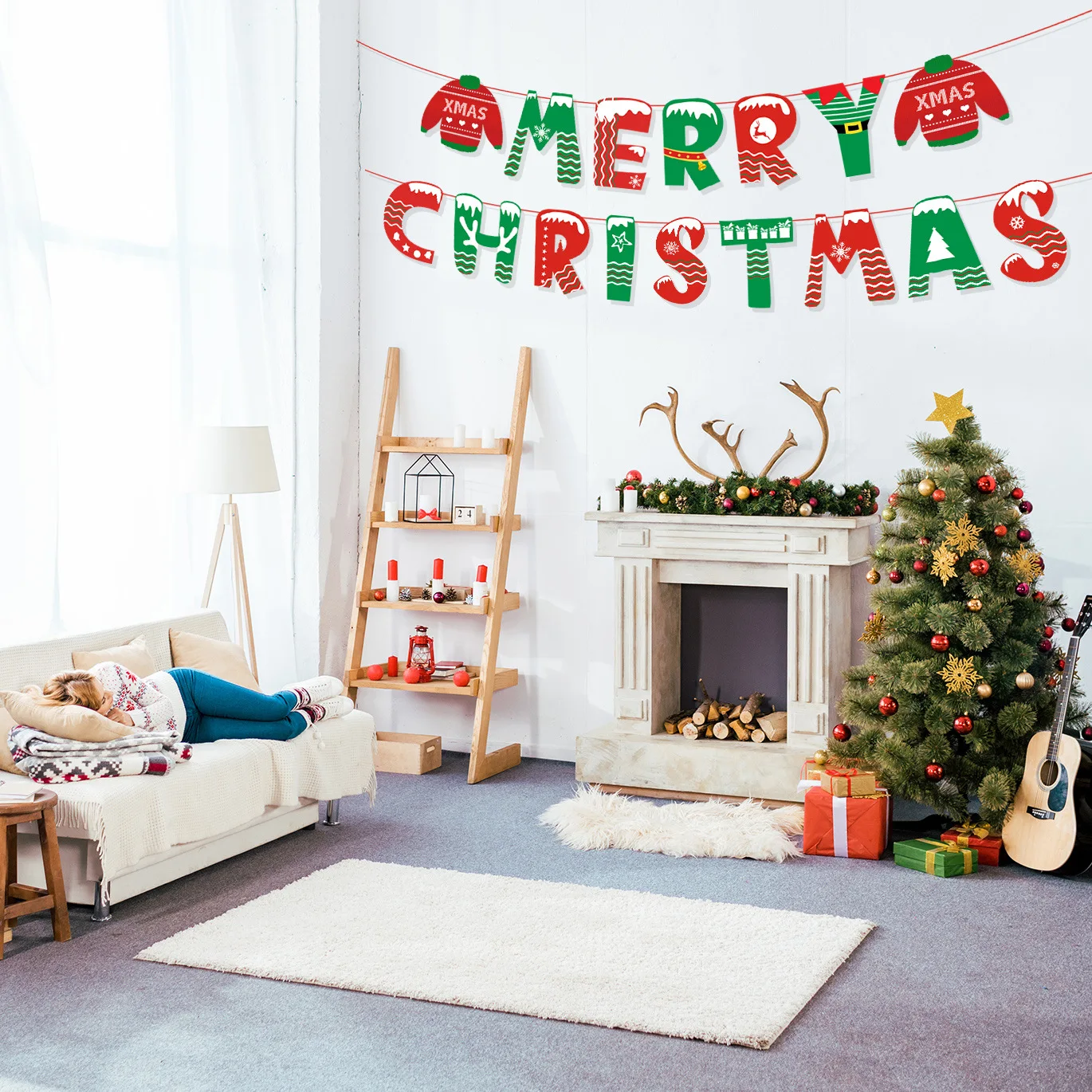 Wholesale Green Red Foil Balloon Tassel Tablecloth Happy Birthday Christmas Party Decoration Supplies Set