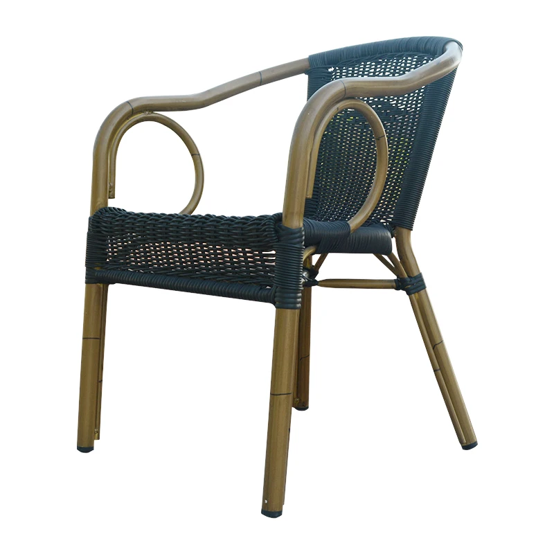 Exquisite Traditional Chinese craft indoor outdoor garden black woven rattan leisure chair for senior citizen