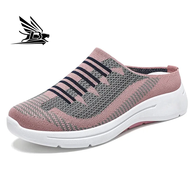 women sandals with soft soles fly woven breathable summer Half-trawl outdoor sport slippers light weight flat shoes for ladies