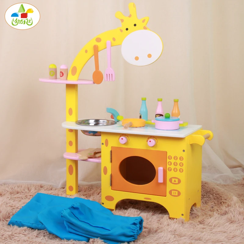Mempelajari big kitchen set toys Simulation child early childhood education play family cognitive game giraffe kitchen toy