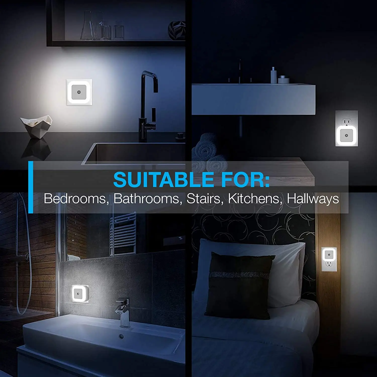 smart dusk to dawn integral led wall plug night light motion sensor wireless led night lights wall mounted plug-in night light