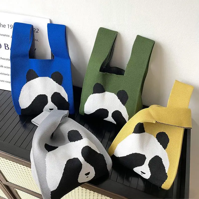 Fashion Women Knot Wrist Bag Portable Handmade Mini Winter Knitted Tote Bags for Promotion Gifts