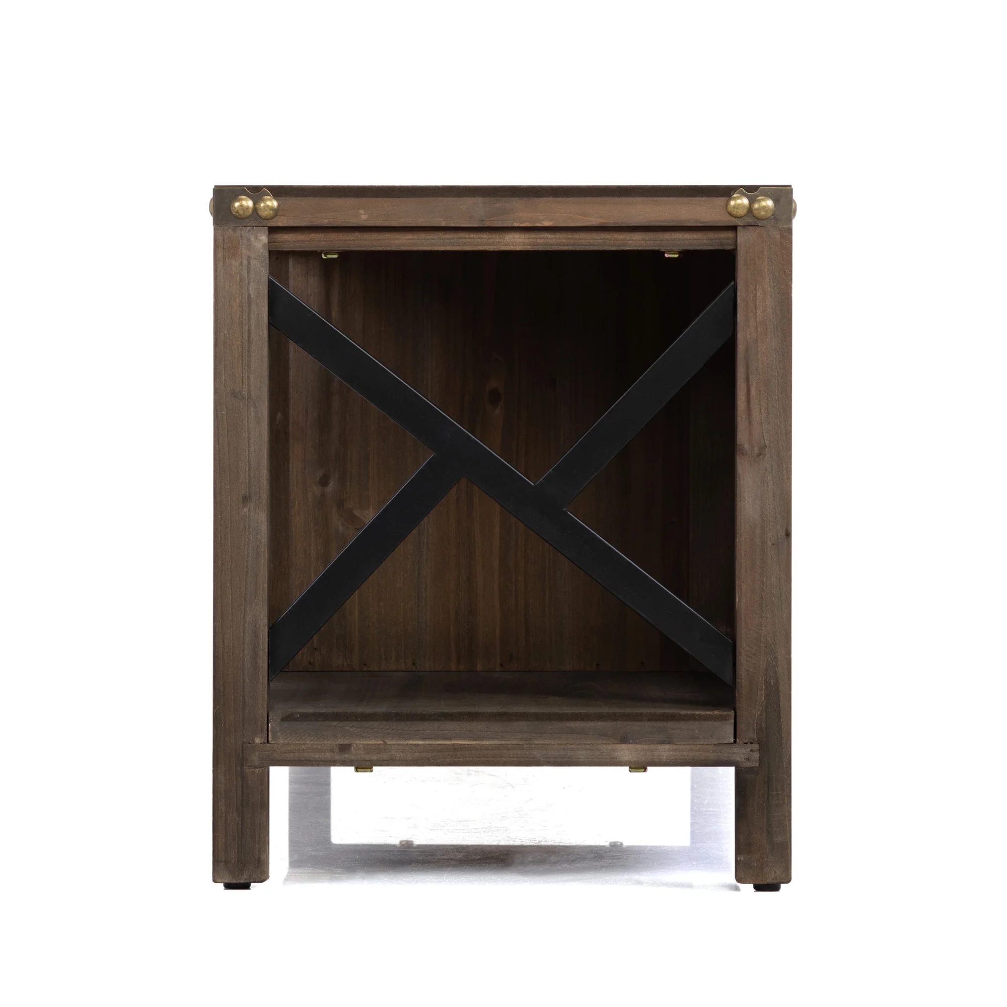 Farmhouse Metal Side Racks Adjustable Foot Mats Wood Shoe Storage Bench for Entryway, Gray