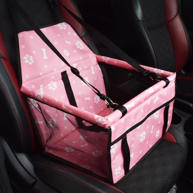 Pet Car Front Seat Cover and Breathable Bag with Seat Belt Dog Carrier Safety Stable for Travel in Red