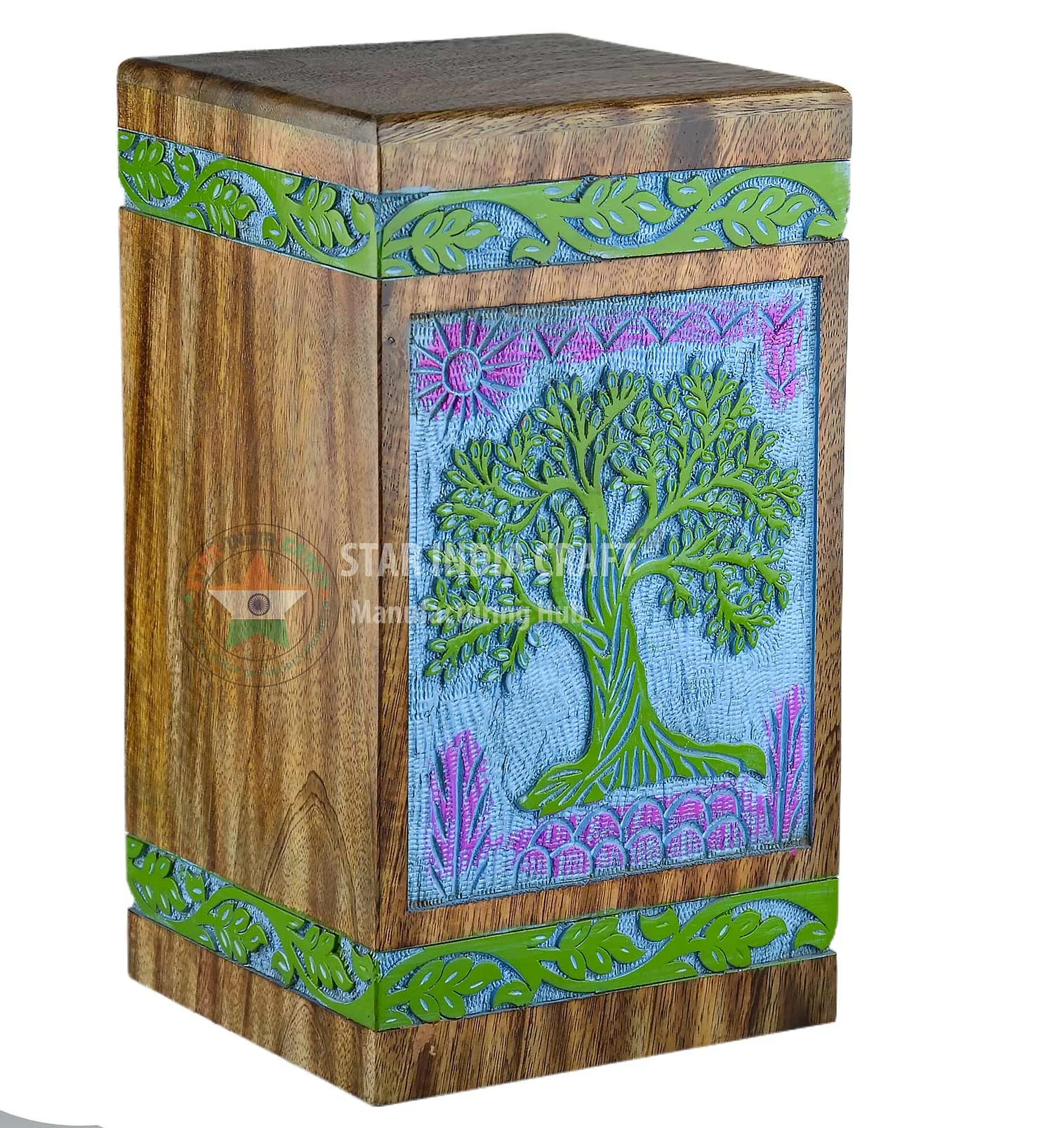 Wooden pet urns cremation ashes container - Handcrafted Funeral Urns