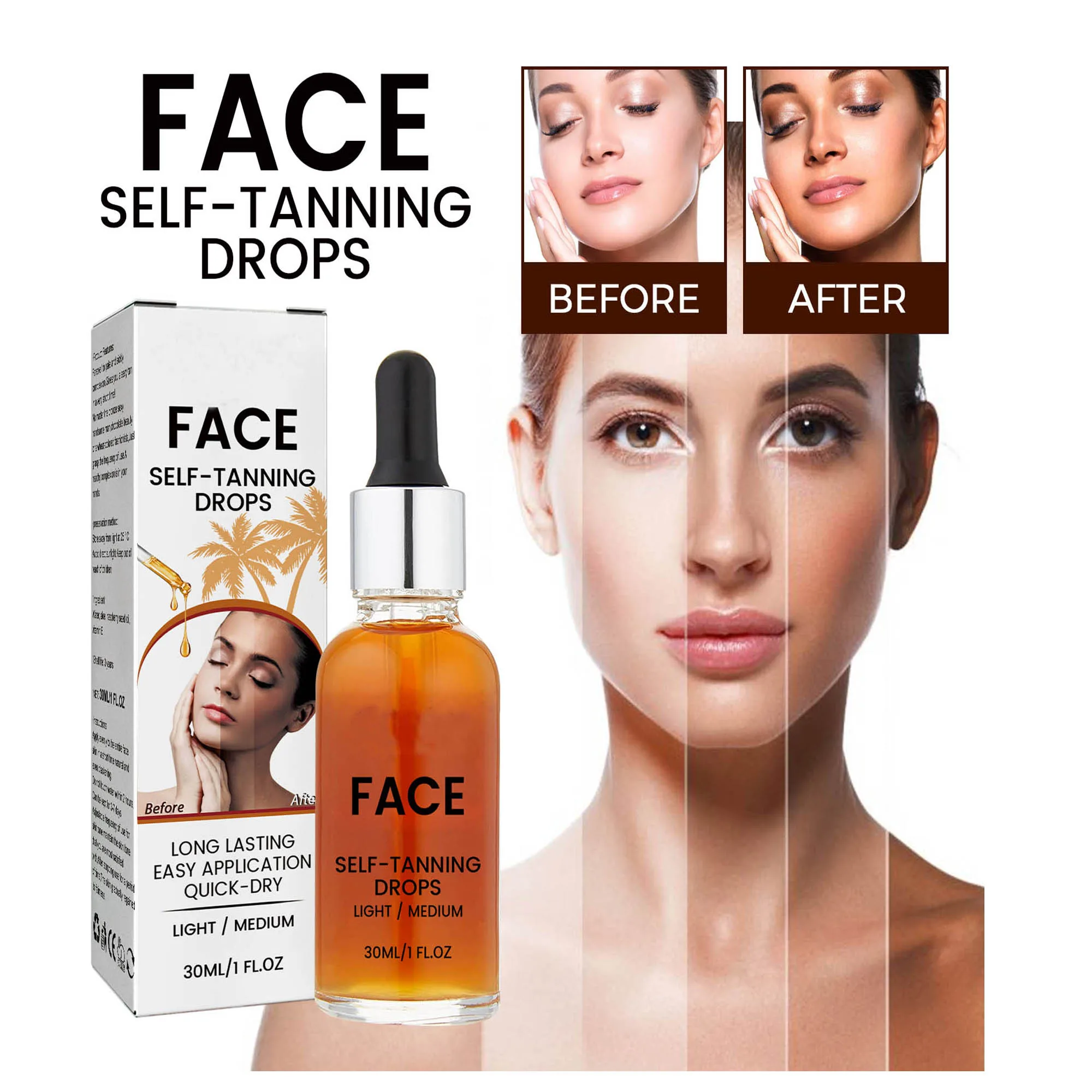 Hot Product Private Label Vegan Self Tan Serum Dark Brown Body Tan Oil Wholesale Fake Tan Serum Oil