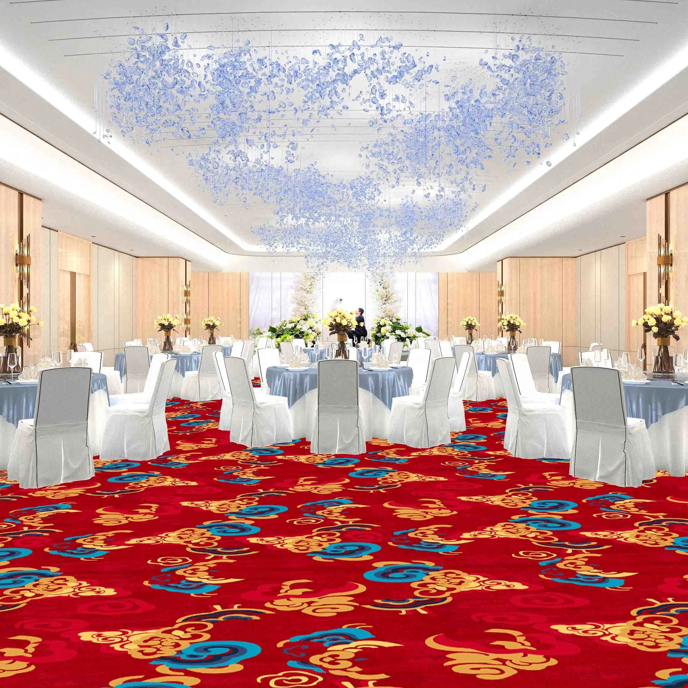 The exquisite floral carpet can be customized for commercial hotels and restaurants.
