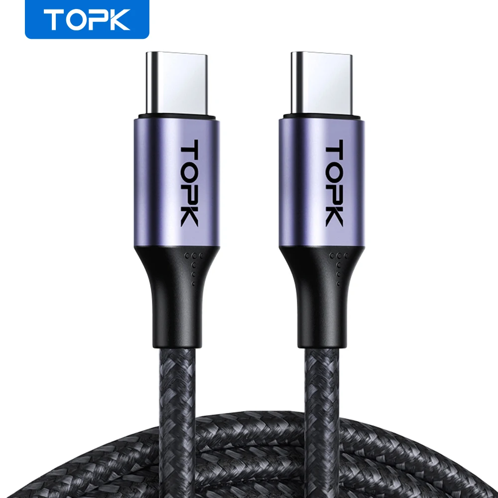 TOPK AC10 1M Type-C к Type-C кабель для быстрой зарядки 60W зарядное устройство для телефона зарядный кабель для передачи данных