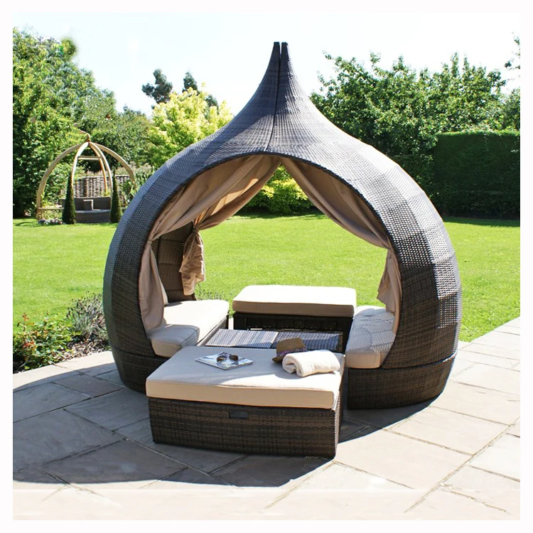 New arrival sofa daybed  rattan coffee table and upholstered chairs  sofa set with canopy