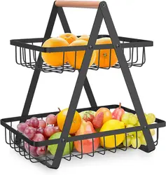 Household Fruit Storage Organizer Liveroom Countertop Metal Fruit Basket For Kitchen Counter