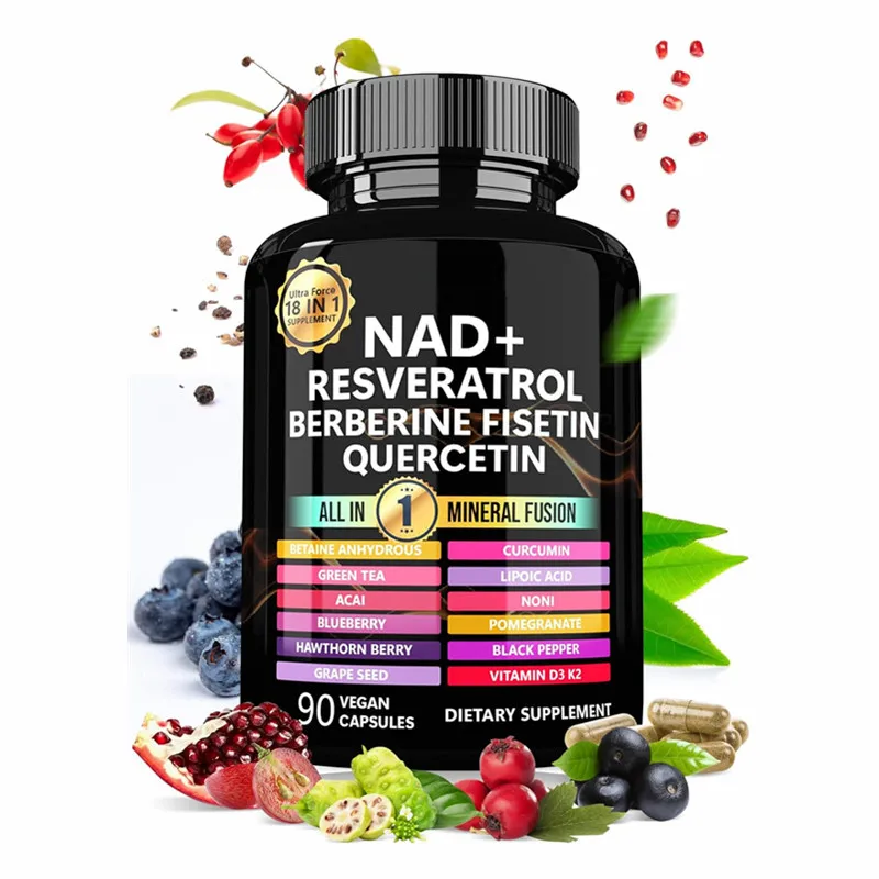 Vitahealthy private label factory 18 in 1 nad resveratrol berberine fisetin quercetin all in one mineral fusion NAD capsules