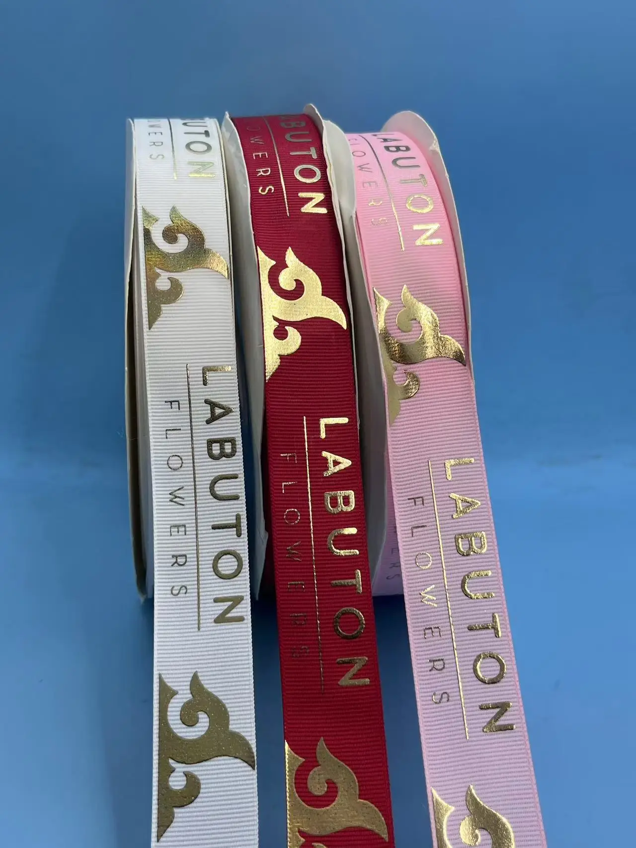 Character Grosgrain Ribbon 1 Inch Hot 3D Waterproof Gold Logo Custom Design Grosgrain Ribbon Happy Christmas