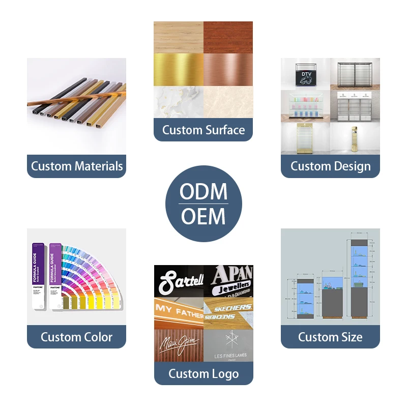 Customized Toughened Glass Showcase with Bottom Colorful Led Light Smoke Shop Product LED Showcase