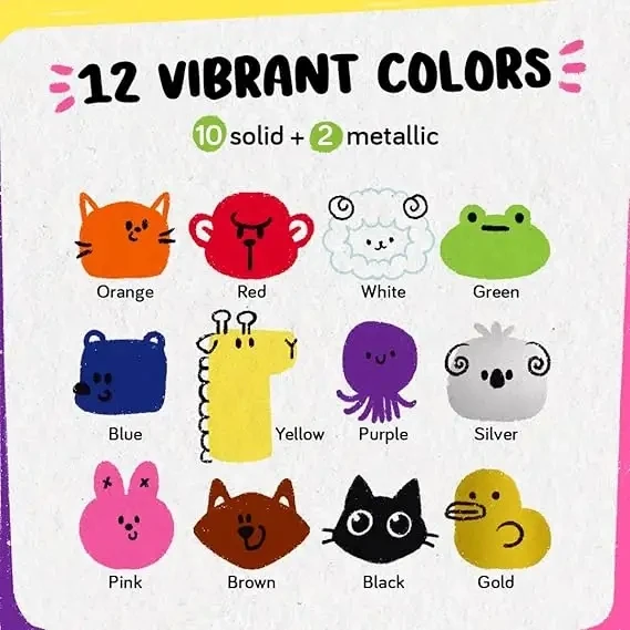 12 Tempera Paint Sticks for Kids & Toddlers - Quick Dry Non-Toxic Washable Paint for Kids - Art & Craft Supplies Set