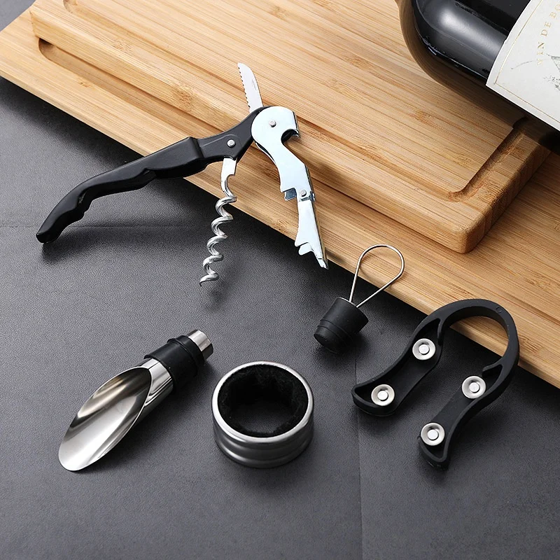 New Vertical Lever Corkscrew Bottle Openers Foil Cutter Wine Tool Set Cork Drill Lifter Kit Wine Opener Bar Lever Corkscrew