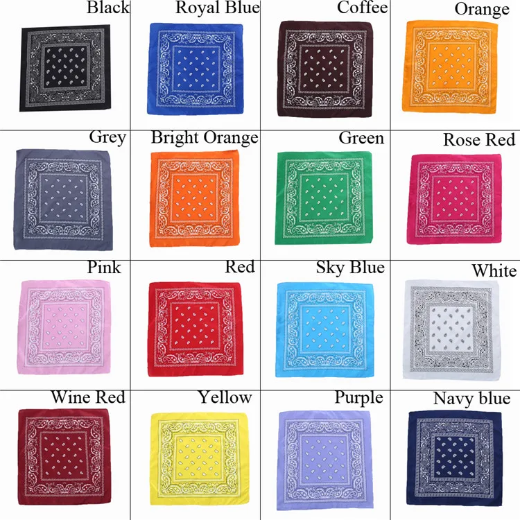 Fashion 18 colors Paisley printed cotton Bandanas Recycled Bandana Square Head Wraps Kerchief Neck Scarf Novelty Cotton Bandanas