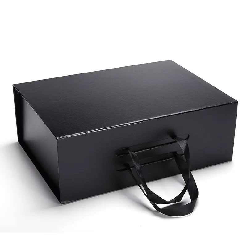 
Custom Logo High End Luxury Black Jewelry Cardboard Flat Folding Gift Packaging Boxes 