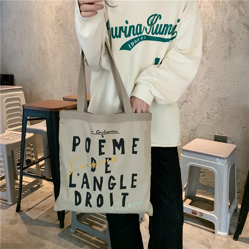 Custom Embroidery Process Environmental Durable Fashion Cotton Canvas Shopping Tote Bag