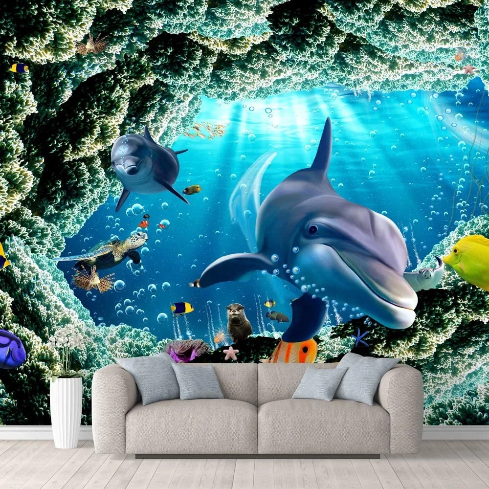 Photo of a Tropical Fish on a Coral Reef - Removable Wall Mural Self-Adhesive custom Large Wallpaper