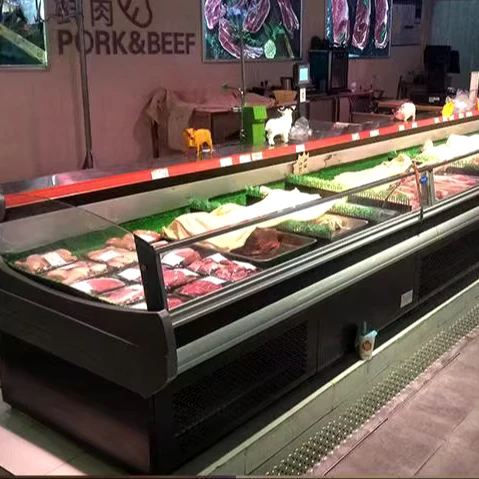 Высококачественная витрина для свежего мяса с кривой