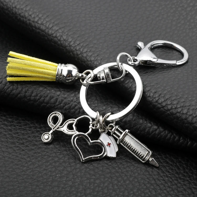 Medical tassel needle syringe stethoscope keychain for doctors nurse