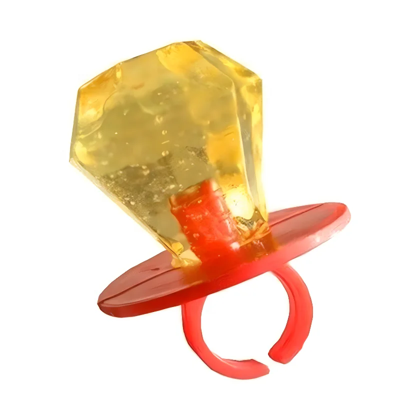 Hot Selling Hard Candy Mix Fruit Sweet Finger Cartoon Candy Toys Diamond Ring Shaped Lollipop Confectionery