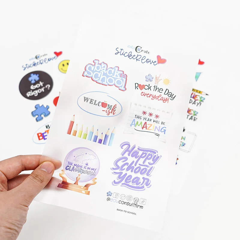 Custom Self Adhesive Paper Labels Printing Full Color Design Vinyl Kiss Cut Stickers Sheet