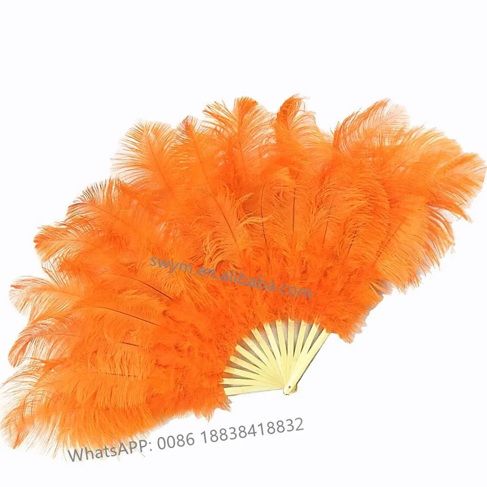 Top Quality Cheap 70cm*100cm Handmade Ostrich Feather Folding Fan for Wedding/Dancing