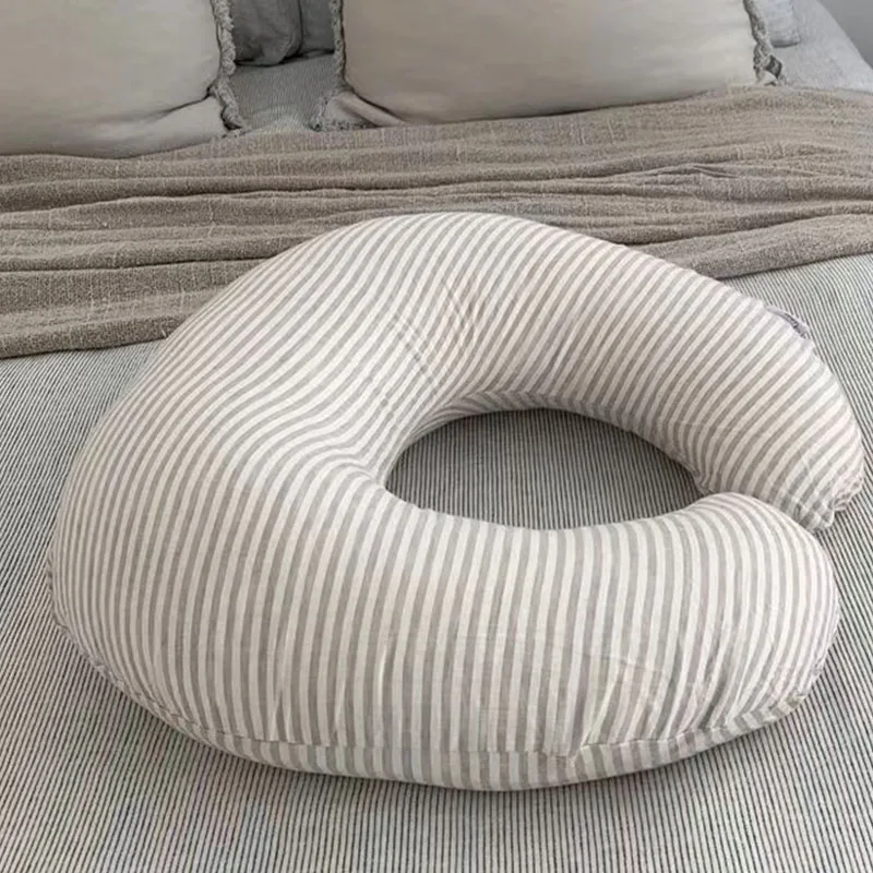U-shaped Baby Learning Nursing linen pillow to Sit Anti-overflow Milk Baby 100% linen Breastfeeding Pillow