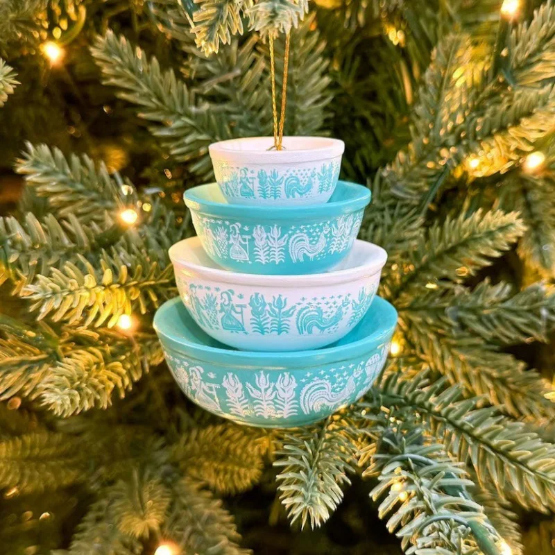 Stack Bowl Christmas Ornament Stacking Bowls Miniature Resin Bowl Stack Ornament Christmas Ornaments Xmas Tree Hanging Decor