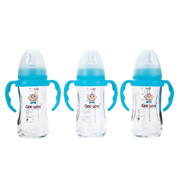 Anti-broken Wide Neck Safe Green Rubber Glass 16oz Baby Bottle