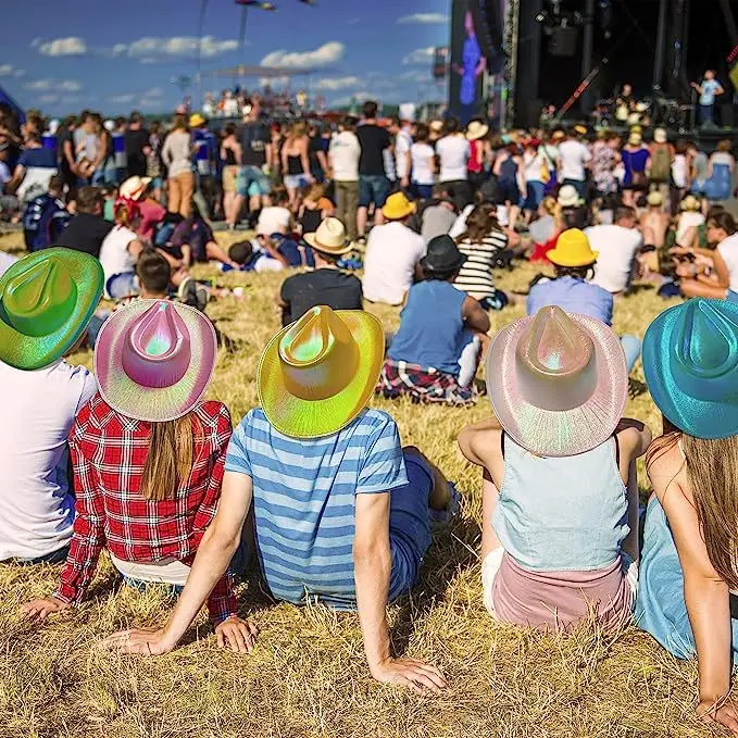 2023 new Space Cowgirl Hat Glitter Neon Rave Hat for Party
