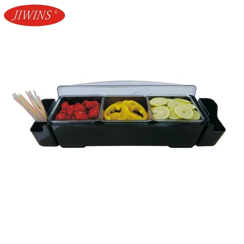 Jiwins hot sale black plastic sugar salt glass rimming 3 tier bar glass rimmer bartender tool