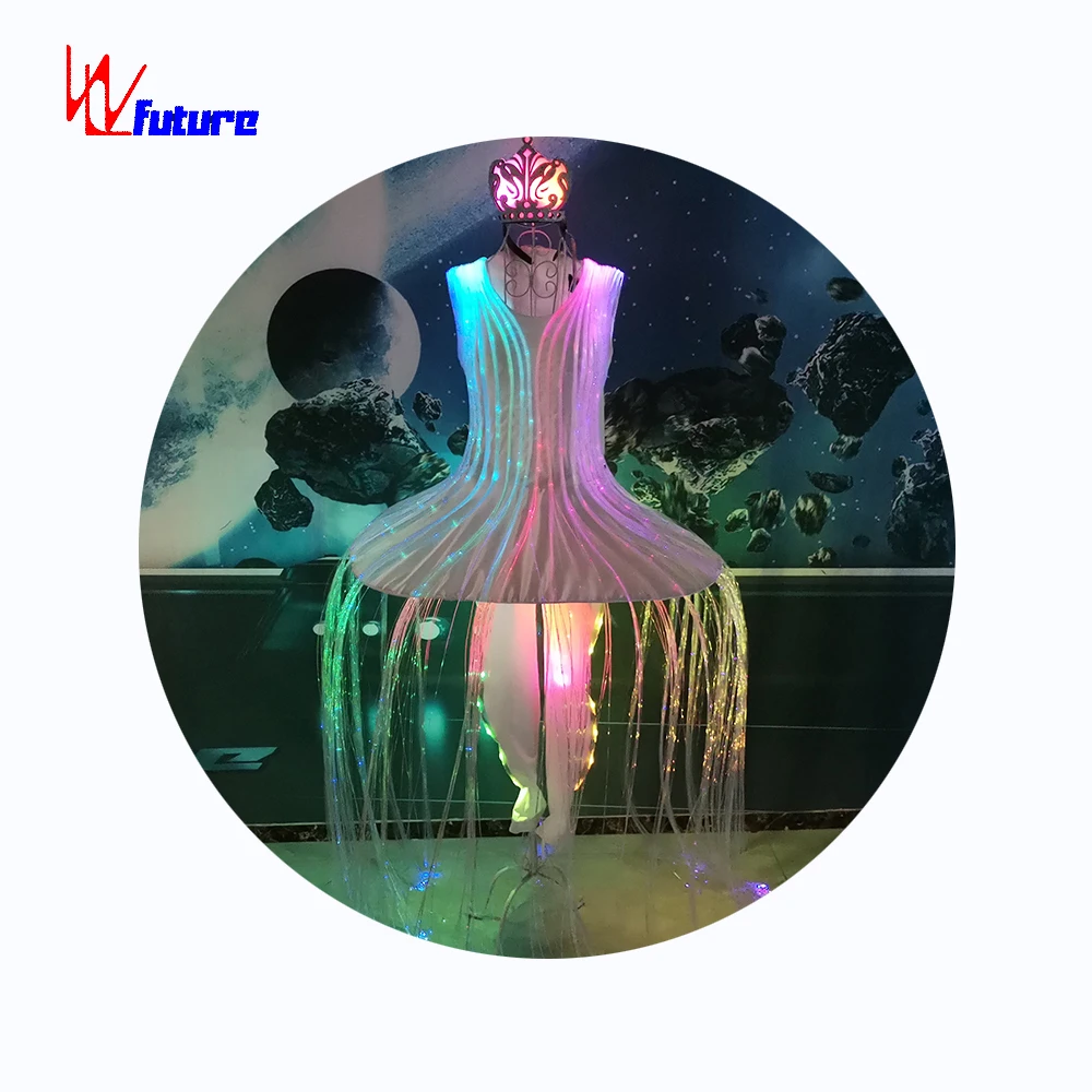 WL-0292 светодиодная светящаяся экзотическая танцевальная одежда костюм-пачка волоконно-оптический свет балетное шоу платье