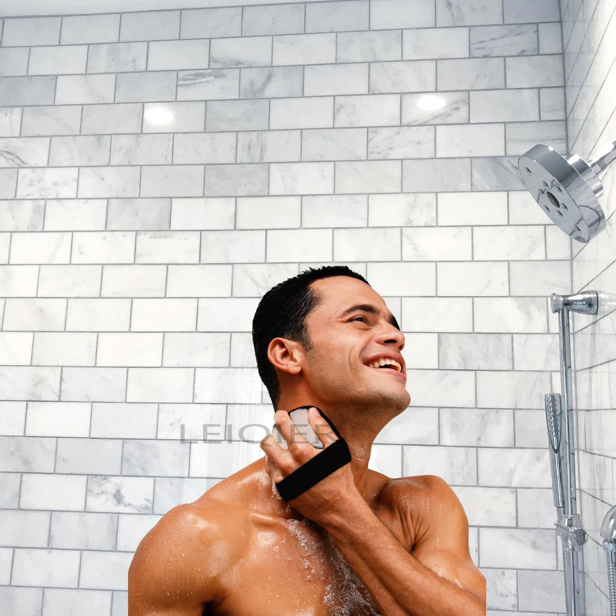 Custom Logo Natural Shower Loofah for Men Eco-Friendly Exfoliating Body Scrubbers Durable & Gentle Terry Towel Cloth Pad