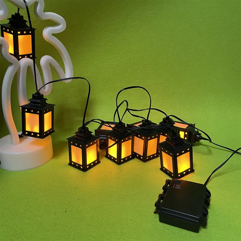 LED Holiday Atmosphere Modeling Lamp Party Family Street Decorative Lamp Plastic European Retro Modeling oil Lamp String