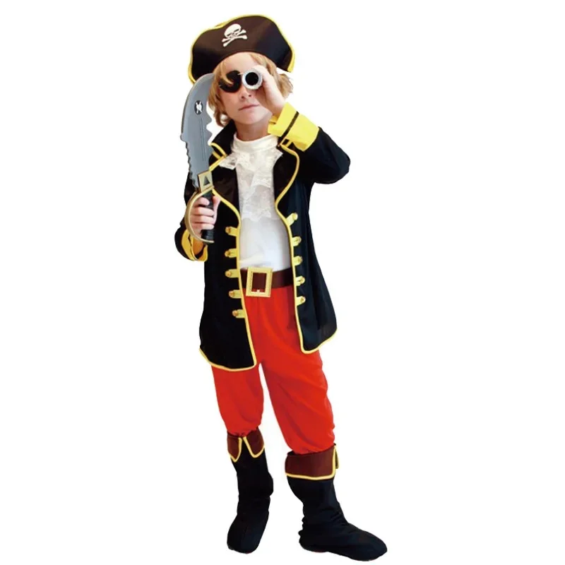New Halloween Costumes Kids Boys Pirate Captain Jack Cosplay Costume Children set for Christmas New Year Purim Pirate Clothes