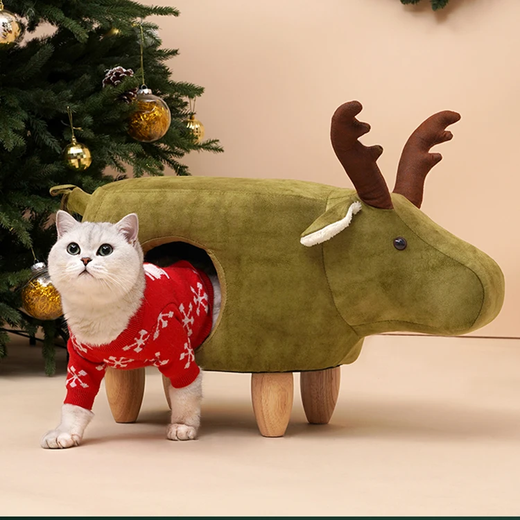Christmas Hot Sale Cute Elk Stool Creative Cat Supplies Bed For Humans And