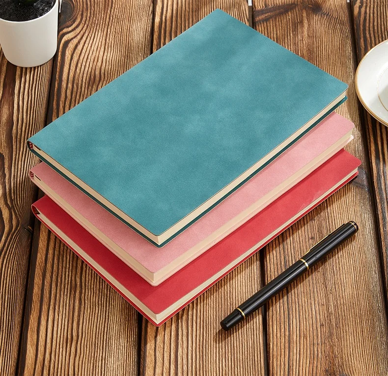 Custom Logo A5 A6 B5 Personalized Cheap Soft Leather Cover Journal Stationery Notebook Manual Book for School Office Business